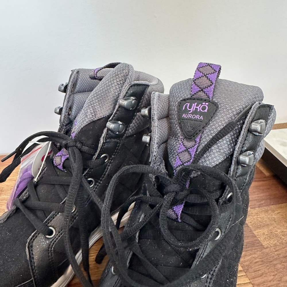RYKA Womens Boots 7 Water Repellant Ankle Lace Outerwear Chukka Quilted Black - Picture 4 of 8